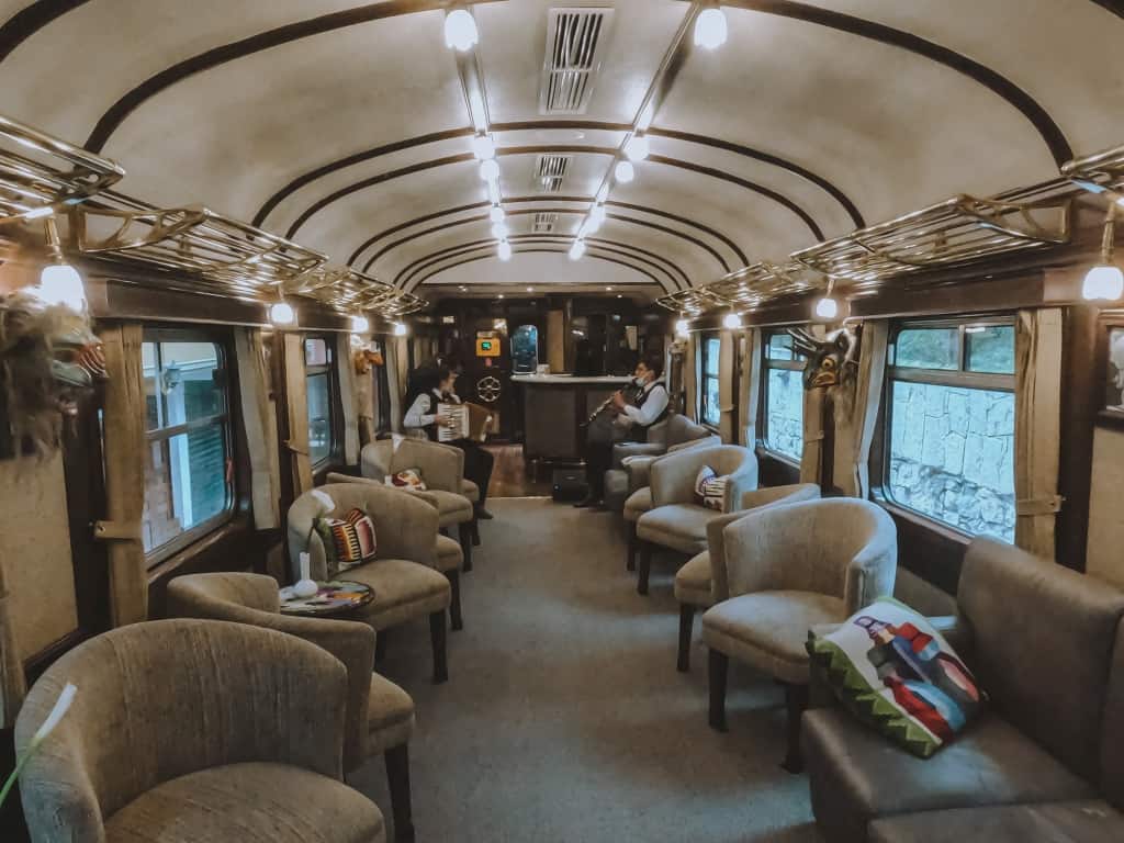 Inside a train to machu Picchu