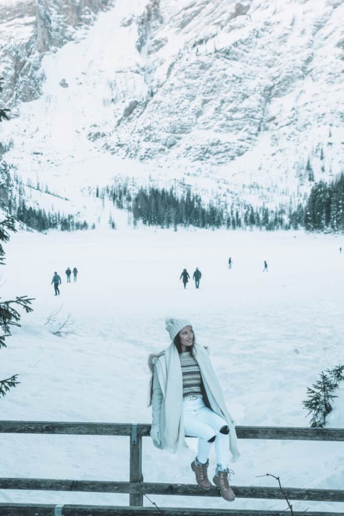 frozen lago di braies in winter